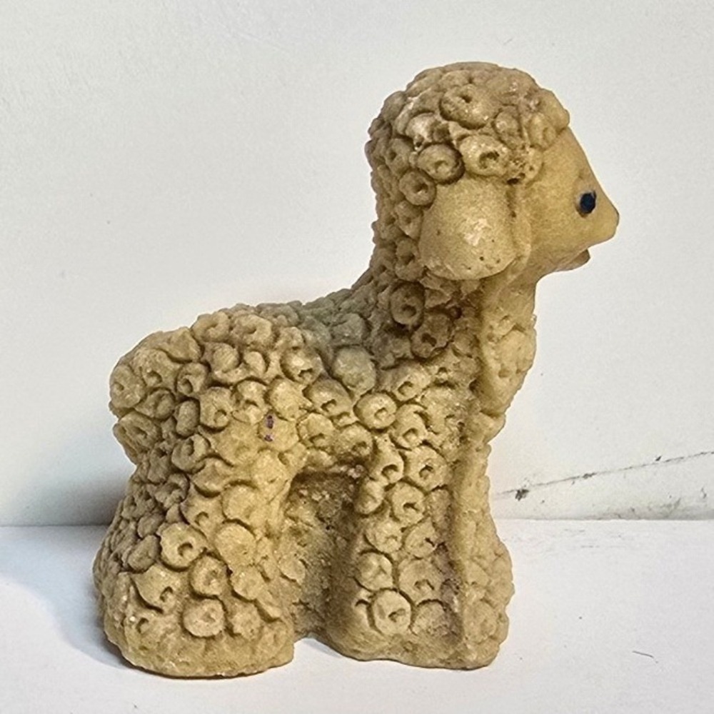 Vintage Style Textured Tan Lamb Sheep Figurine Miniature Farmhouse Decor